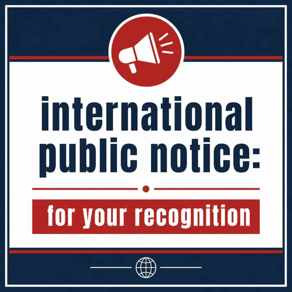 International Public Notice: For Your Recognition