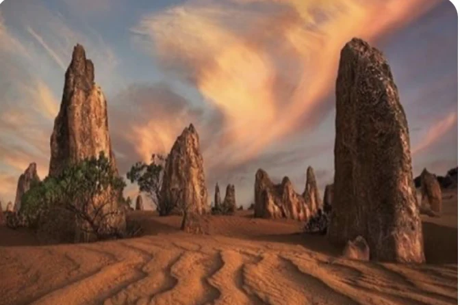 The Pinnacles beneath a colourful evening sky